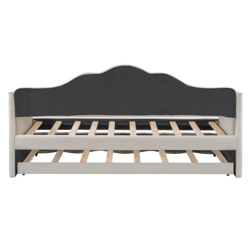 Bellemave® Twin Size Upholstered Daybed with Wave - Shaped Trundle - Bellemave