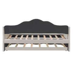 Bellemave® Twin Size Upholstered Daybed with Wave - Shaped Trundle - Bellemave