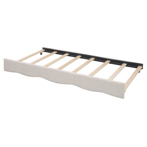 Bellemave® Twin Size Upholstered Daybed with Wave - Shaped Trundle - Bellemave