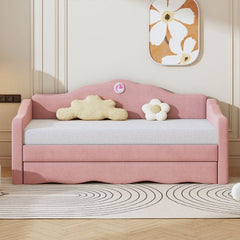 Bellemave® Twin Size Upholstered Daybed with Wave - Shaped Trundle - Bellemave