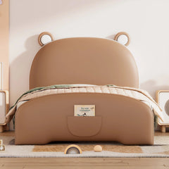 Bellemave® Twin Size Upholstered Platform Bed with Bear - shaped Headboard and Footboard - Bellemave