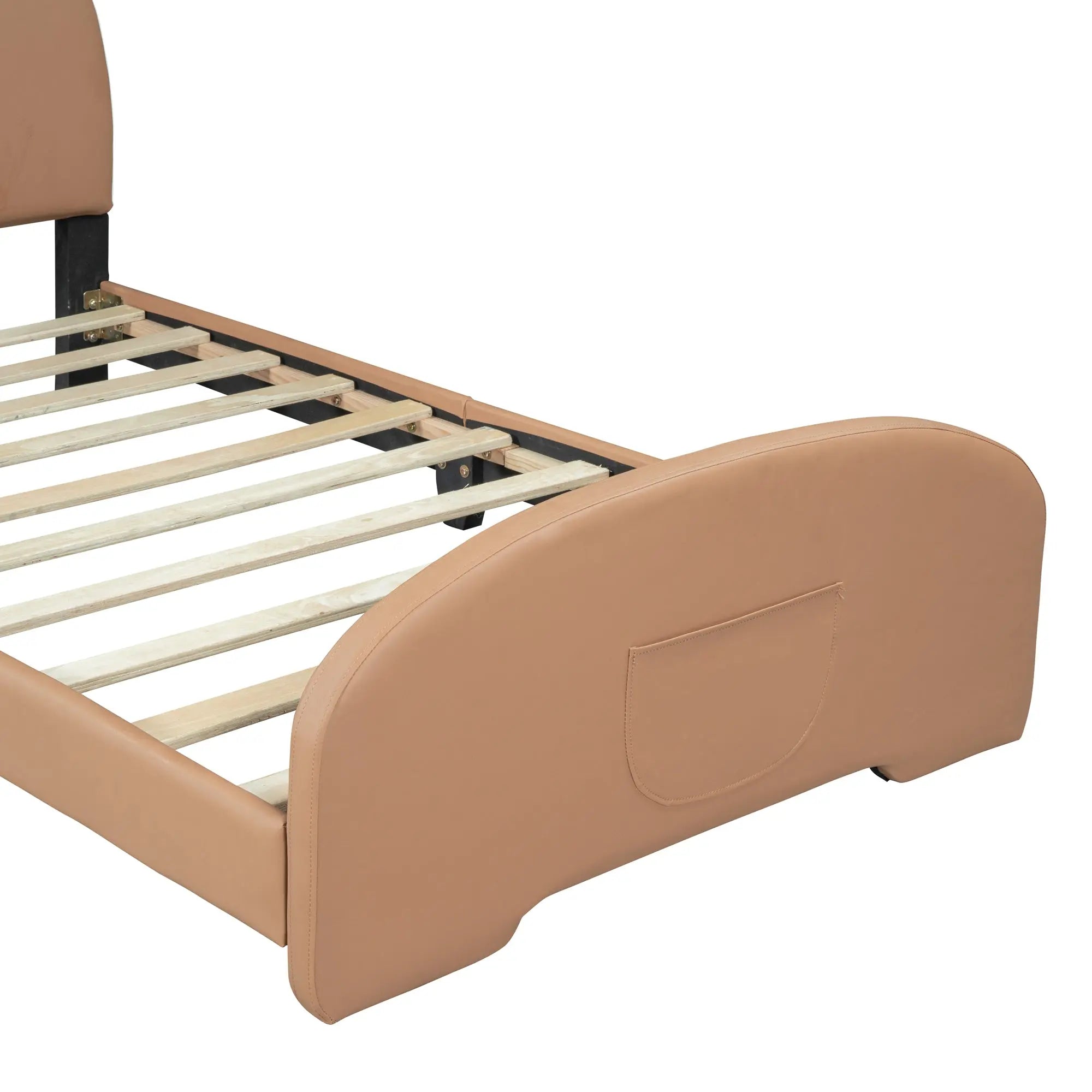 Bellemave® Twin Size Upholstered Platform Bed with Bear - shaped Headboard and Footboard - Bellemave