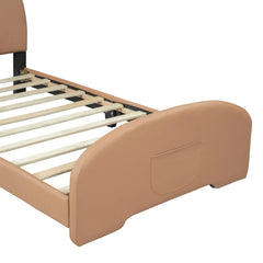 Bellemave® Twin Size Upholstered Platform Bed with Bear - shaped Headboard and Footboard - Bellemave