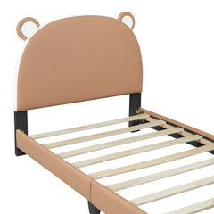 Bellemave® Twin Size Upholstered Platform Bed with Bear - shaped Headboard and Footboard - Bellemave