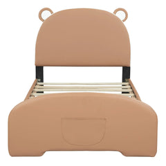 Bellemave® Twin Size Upholstered Platform Bed with Bear - shaped Headboard and Footboard - Bellemave