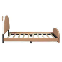 Bellemave® Twin Size Upholstered Platform Bed with Bear - shaped Headboard and Footboard - Bellemave