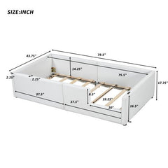 Bellemave® Twin Size Upholstered Platform Bed with Guardrail and Charging Station - Bellemave