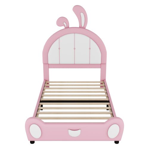 Bellemave® Twin Size Upholstered Platform Bed with Ribbit Shaped Headboard - Bellemave