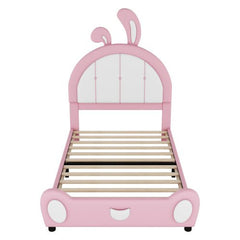 Bellemave® Twin Size Upholstered Platform Bed with Ribbit Shaped Headboard - Bellemave