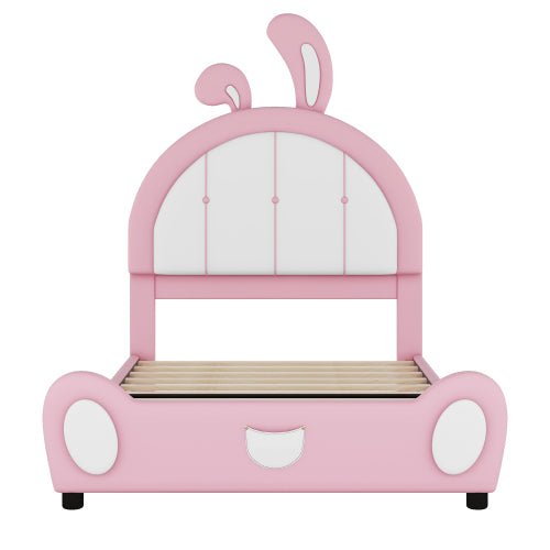 Bellemave® Twin Size Upholstered Platform Bed with Ribbit Shaped Headboard - Bellemave