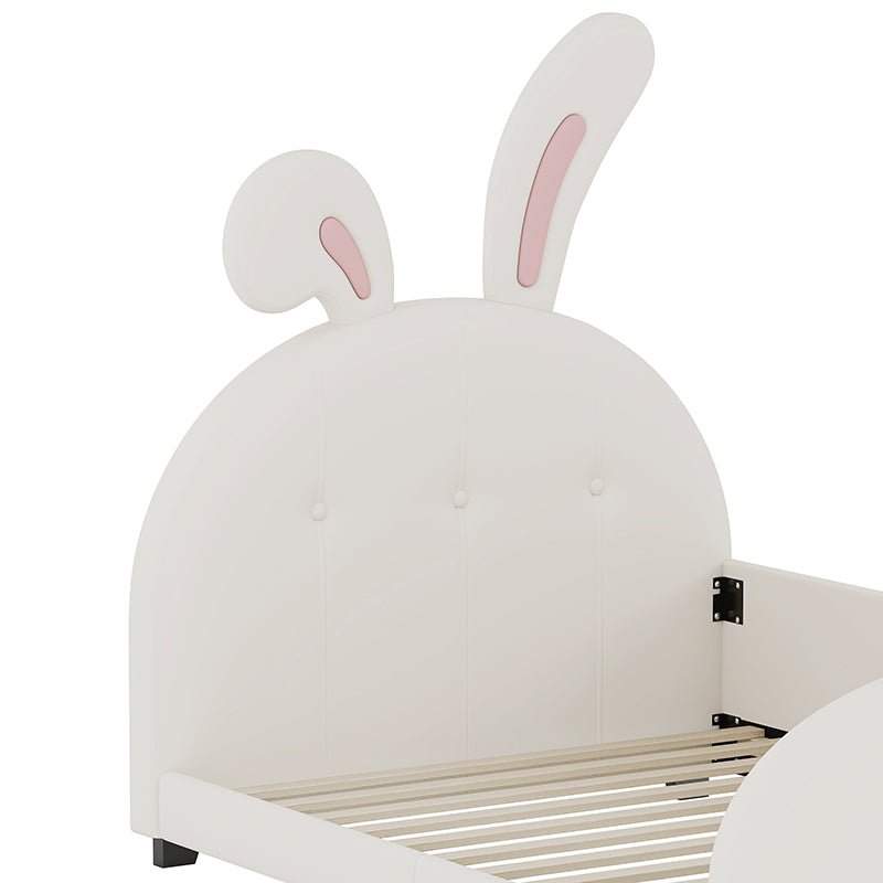 Bellemave® Twin Size Upholstered Rabbit - Shape Daybed with Headboard and Footboard - Bellemave