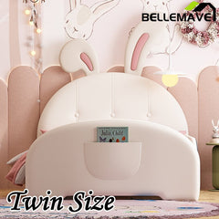 Bellemave® Twin Size Upholstered Rabbit - Shape Daybed with Headboard and Footboard - Bellemave
