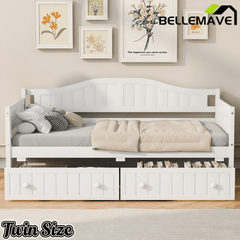Bellemave® Twin Size Upholstery Daybed with 2 Drawers & Storage, Modern Sofa Bed with Wooden Slats, No Box Spring Required, for Living Room, Bedroom - Bellemave