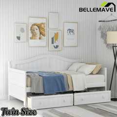 Bellemave® Twin Size Upholstery Daybed with 2 Drawers & Storage, Modern Sofa Bed with Wooden Slats, No Box Spring Required, for Living Room, Bedroom - Bellemave