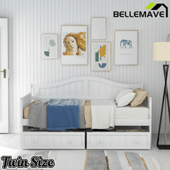Bellemave® Twin Size Upholstery Daybed with 2 Drawers & Storage, Modern Sofa Bed with Wooden Slats, No Box Spring Required, for Living Room, Bedroom - Bellemave