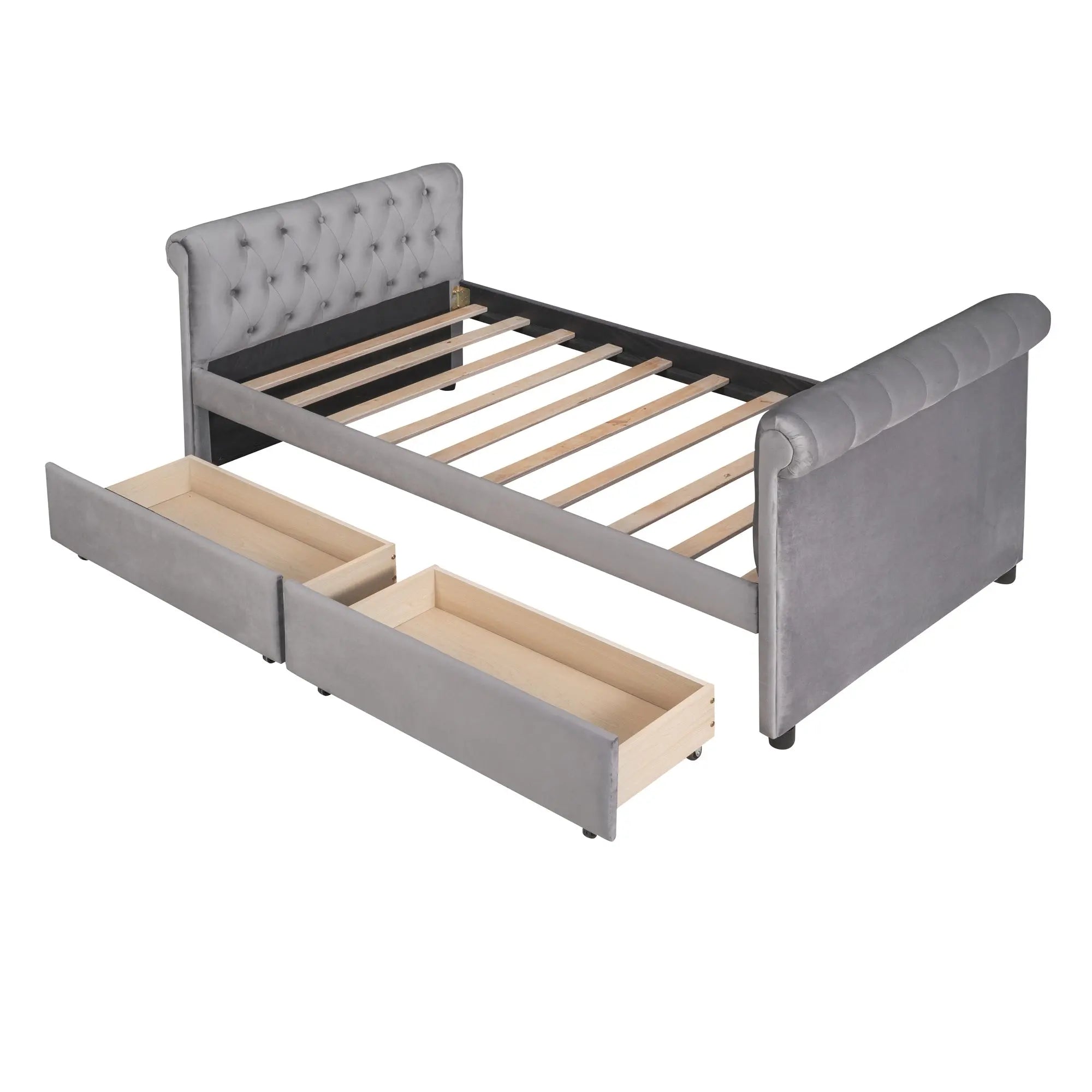 Bellemave® Twin Size Velvet Upholstered Daybed with Drawers - Bellemave