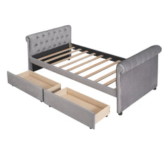 Bellemave® Twin Size Velvet Upholstered Daybed with Drawers - Bellemave