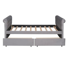 Bellemave® Twin Size Velvet Upholstered Daybed with Drawers - Bellemave