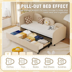 Bellemave® Twin Size Velvet Upholstered Daybed with Storage Drawers - Bellemave