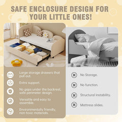 Bellemave® Twin Size Velvet Upholstered Daybed with Storage Drawers - Bellemave