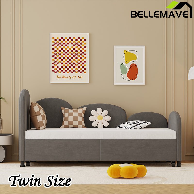 Bellemave® Twin Size Velvet Upholstered Daybed with Storage Drawers - Bellemave