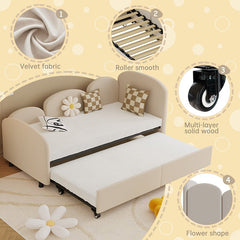 Bellemave® Twin Size Velvet Upholstered Daybed with Storage Drawers - Bellemave