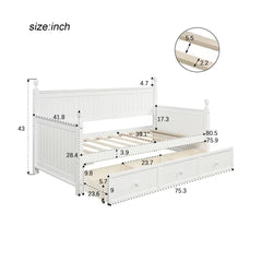 Bellemave® Twin Size Wood Daybed with 3 Drawers - Bellemave