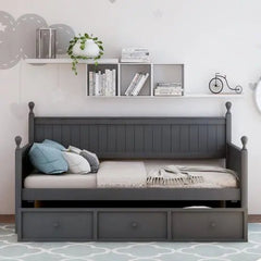 Bellemave® Twin Size Wood Daybed with 3 Drawers - Bellemave