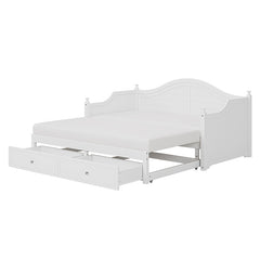 Bellemave® Twin Size Wood Daybed with Extended Pop Up Trundle and Storage Drawers - Bellemave