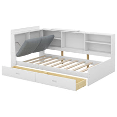 Bellemave® Twin Size Wood Daybed with Storage Headboard, Shelves and 2 Drawers - Bellemave