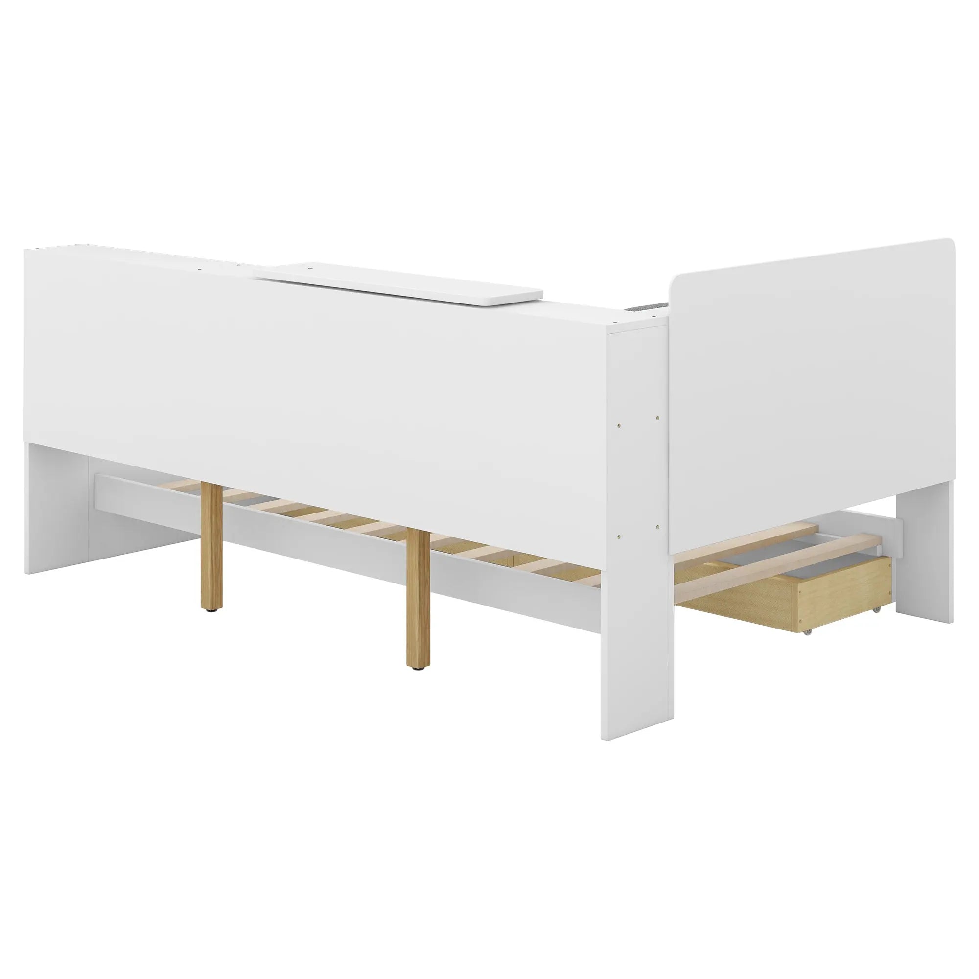 Bellemave® Twin Size Wood Daybed with Storage Headboard, Shelves and 2 Drawers - Bellemave