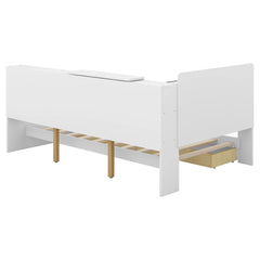 Bellemave® Twin Size Wood Daybed with Storage Headboard, Shelves and 2 Drawers - Bellemave
