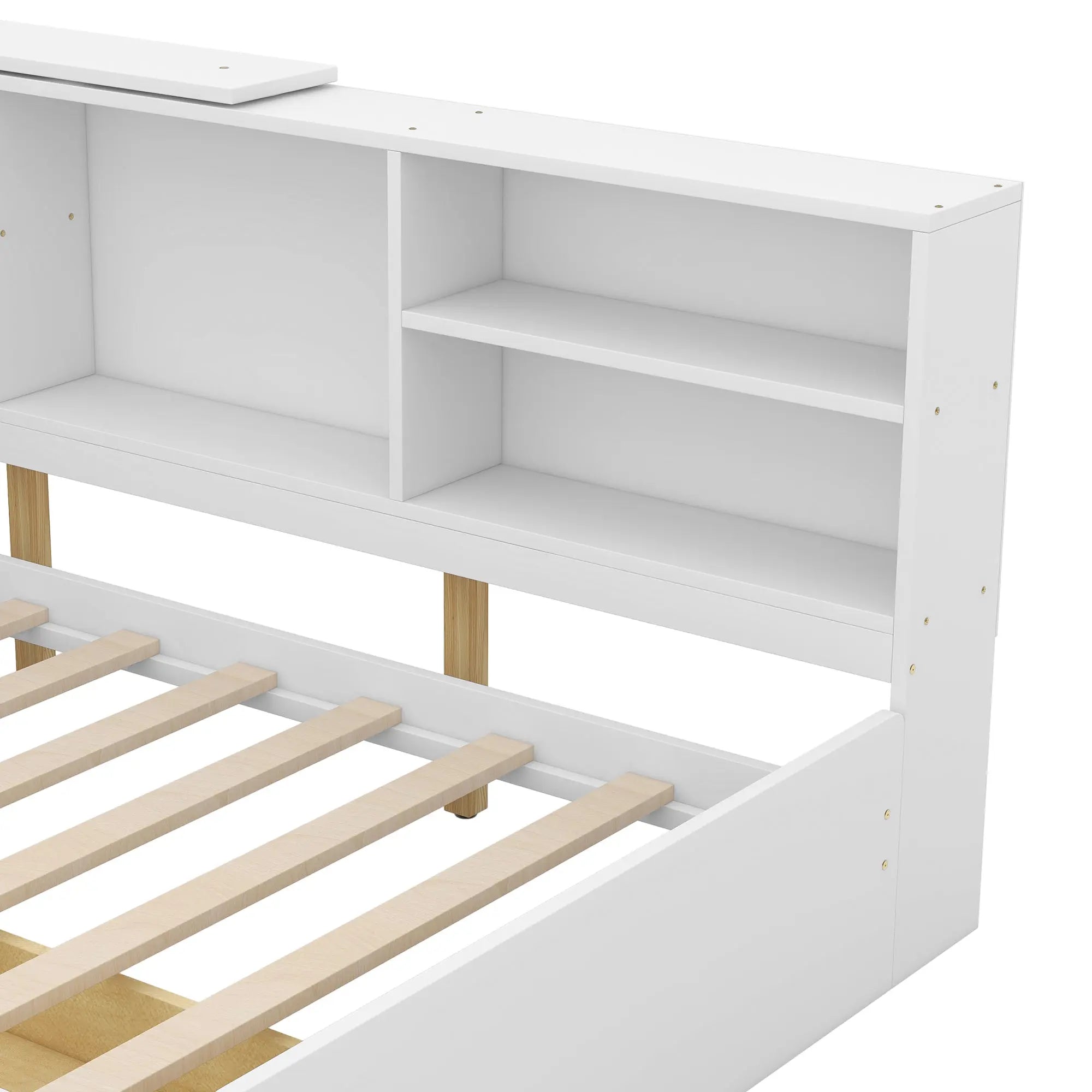 Bellemave® Twin Size Wood Daybed with Storage Headboard, Shelves and 2 Drawers - Bellemave