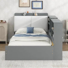 Bellemave® Twin Size Wood Daybed with Storage Headboard, Shelves and 2 Drawers - Bellemave