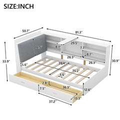 Bellemave® Twin Size Wood Daybed with Storage Headboard, Shelves and 2 Drawers - Bellemave