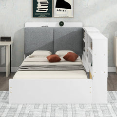 Bellemave® Twin Size Wood Daybed with Storage Headboard, Shelves and 2 Drawers - Bellemave