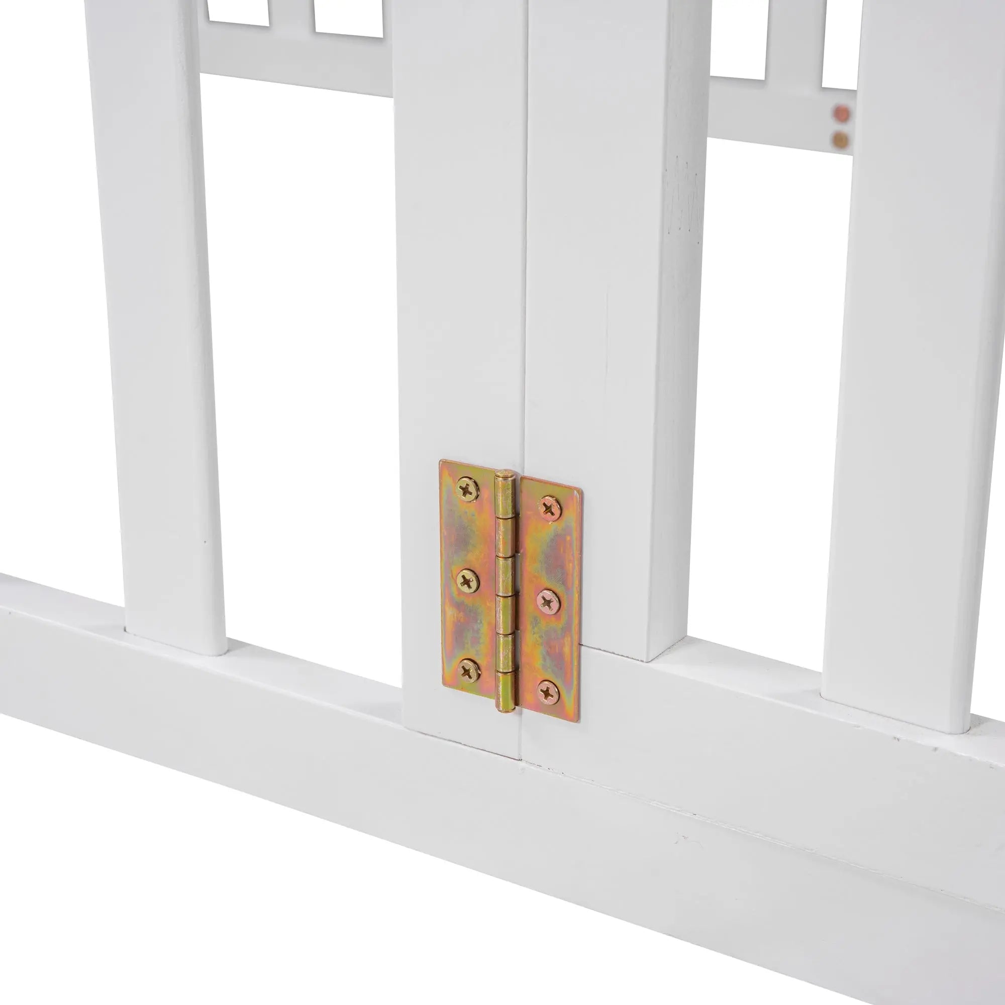 Bellemave® Twin Size Wood Floor Bed Frame with Fence and Door - Bellemave