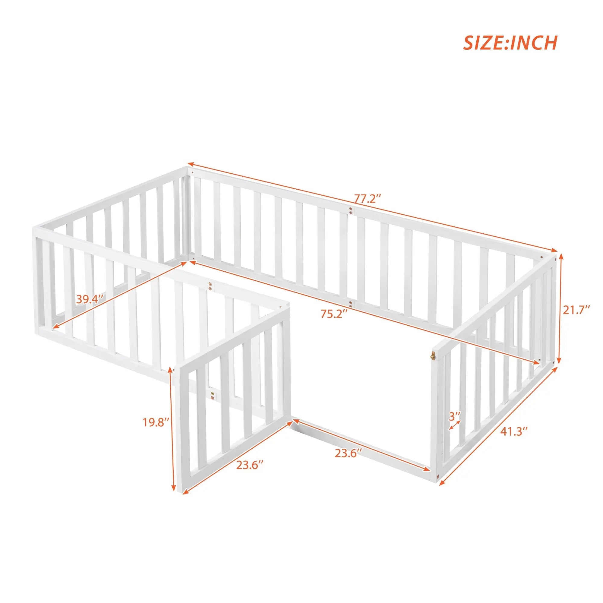 Bellemave® Twin Size Wood Floor Bed Frame with Fence and Door - Bellemave