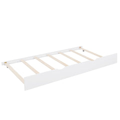 Bellemave® Twin Size Wood House Beds with Trundle and Storage Shelves, Kids Montessori Playhouse Bed, White - Bellemave
