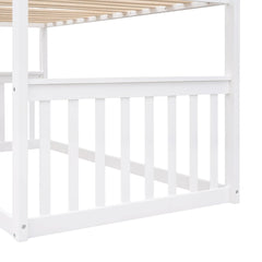 Bellemave® Twin Size Wood House Bunk Bed with Ladder - Bellemave
