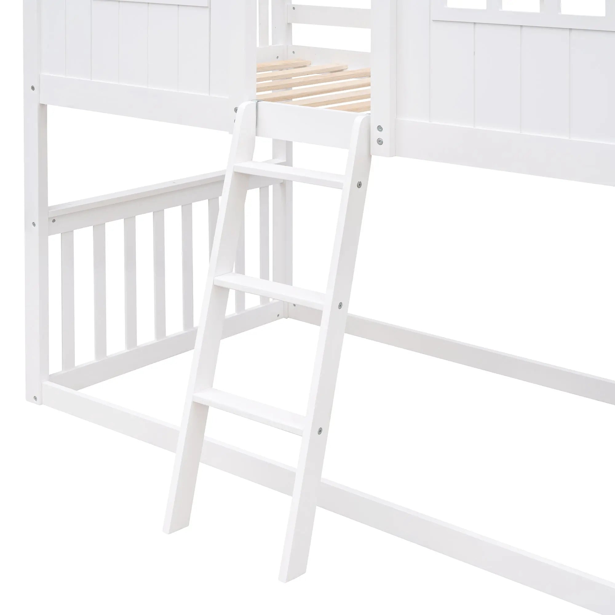 Bellemave® Twin Size Wood House Bunk Bed with Ladder - Bellemave