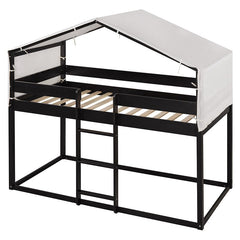 Bellemave® Twin Size Wood House Bunk Bed with Tent - Bellemave