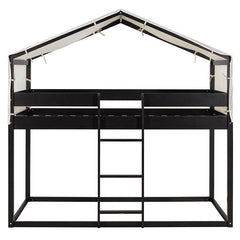 Bellemave® Twin Size Wood House Bunk Bed with Tent - Bellemave