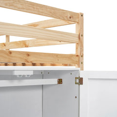Bellemave® Twin Size Wood Loft Bed with Built - in Storage Wardrobe and 2 Windows - Bellemave