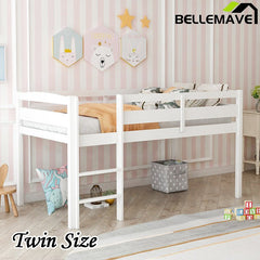 Bellemave® Twin Size Wood Low Loft Bed with Ladder - Bellemave