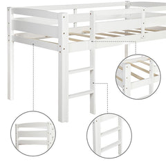 Bellemave® Twin Size Wood Low Loft Bed with Ladder - Bellemave