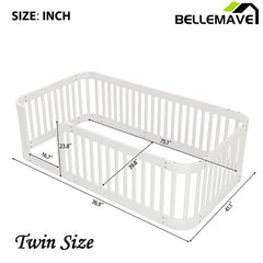 Bellemave® Twin Size Wood Montessori Floor Bed with Fence - Bellemave
