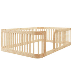 Bellemave® Twin Size Wood Montessori Floor Bed with Fence - Bellemave
