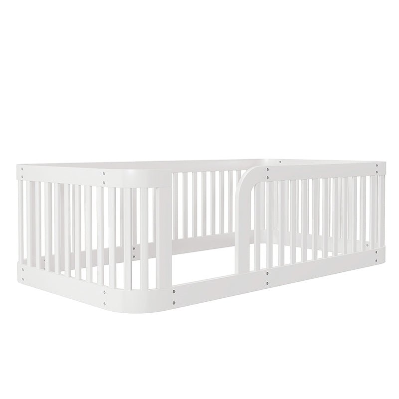 Bellemave® Twin Size Wood Montessori Floor Bed with Fence - Bellemave