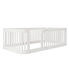 Bellemave® Twin Size Wood Montessori Floor Bed with Fence - Bellemave